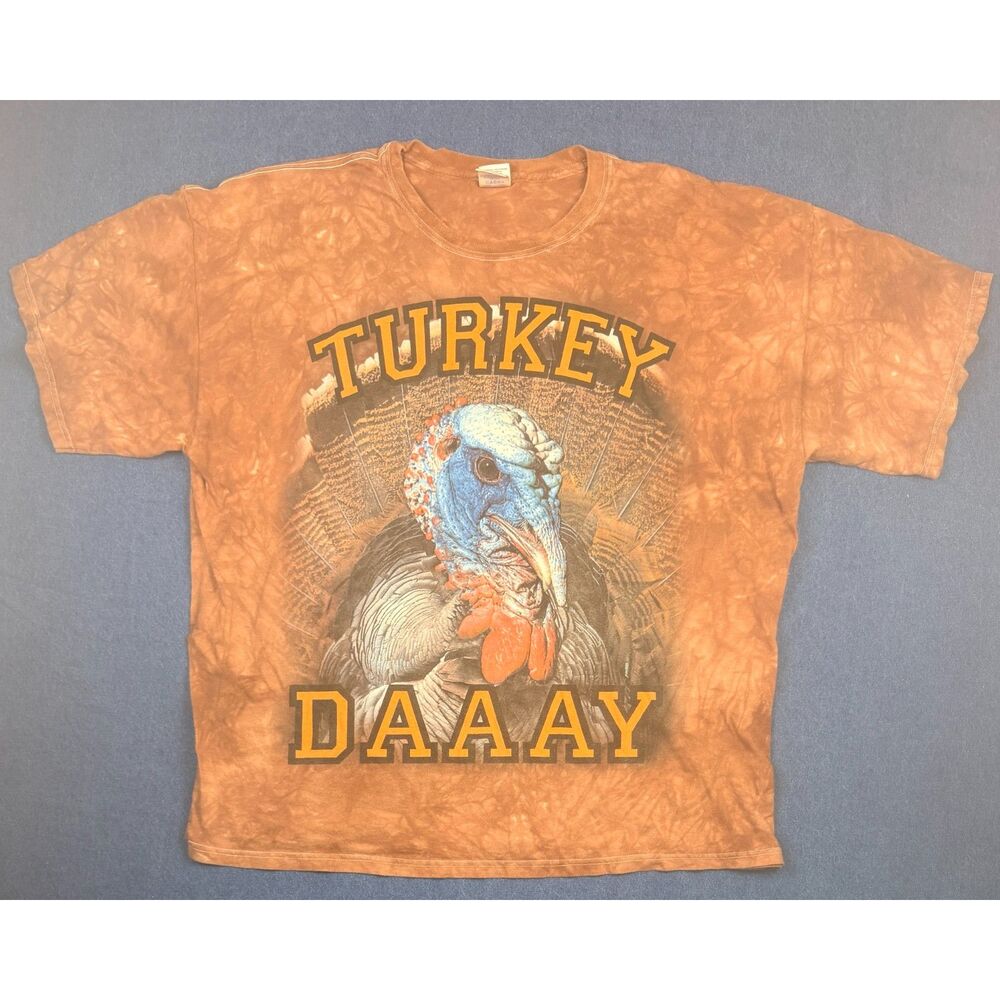Turkey Daaay Graphic T Shirt Mens 3XL Gildan Tie Dye Thanksgiving Gobbler Tee
